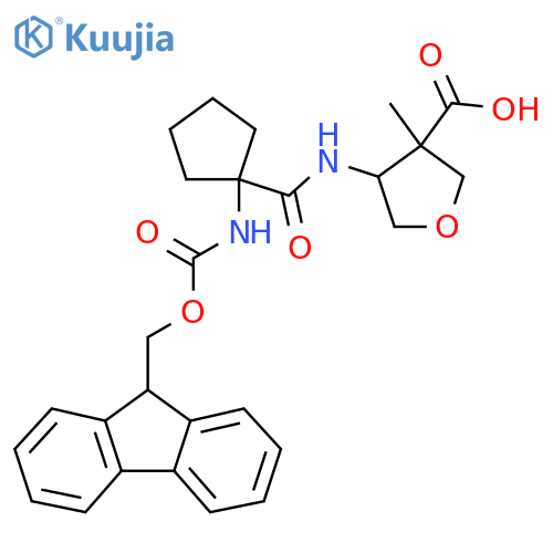 4-1-({(9H-fluoren-9-yl)methoxycarbonyl}amino)cyclopentaneamido-3-methyloxolane-3-carboxylic acid structure