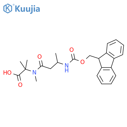 2-3-({(9H-fluoren-9-yl)methoxycarbonyl}amino)-N-methylbutanamido-2-methylpropanoic acid structure