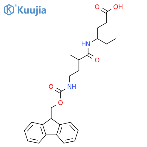 4-4-({(9H-fluoren-9-yl)methoxycarbonyl}amino)-2-methylbutanamidohexanoic acid structure
