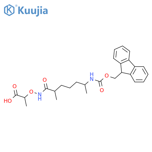 2-{6-({(9H-fluoren-9-yl)methoxycarbonyl}amino)-2-methylheptanamidooxy}propanoic acid structure