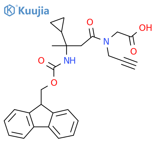 2-3-cyclopropyl-3-({(9H-fluoren-9-yl)methoxycarbonyl}amino)-N-(prop-2-yn-1-yl)butanamidoacetic acid structure
