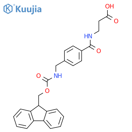 3-({4-({(9H-fluoren-9-yl)methoxycarbonyl}amino)methylphenyl}formamido)propanoic acid structure