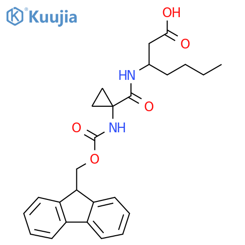 3-{1-({(9H-fluoren-9-yl)methoxycarbonyl}amino)cyclopropylformamido}heptanoic acid structure
