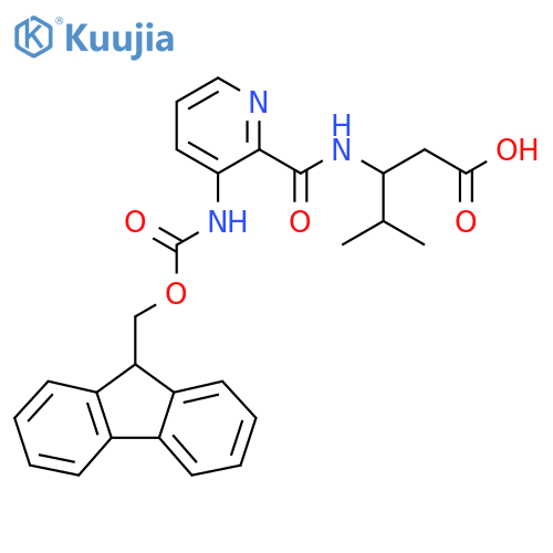 3-{3-({(9H-fluoren-9-yl)methoxycarbonyl}amino)pyridin-2-ylformamido}-4-methylpentanoic acid structure