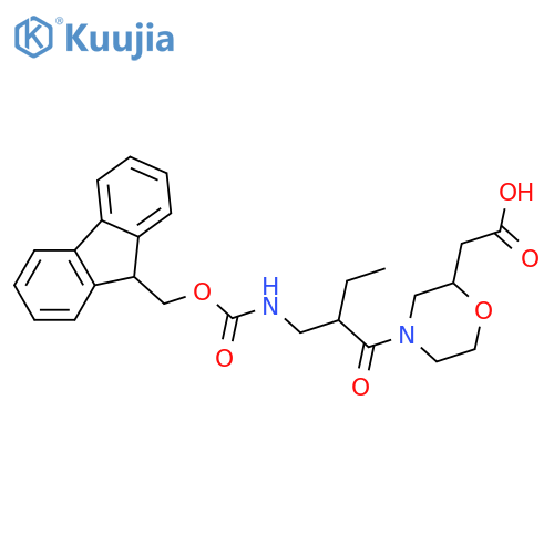 2-(4-{2-({(9H-fluoren-9-yl)methoxycarbonyl}amino)methylbutanoyl}morpholin-2-yl)acetic acid structure