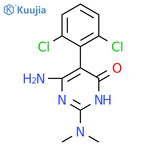 6-amino-5-(2,6-dichlorophenyl)-2-(dimethylamino)-3,4-dihydropyrimidin-4-one structure