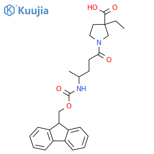 3-ethyl-1-4-({(9H-fluoren-9-yl)methoxycarbonyl}amino)pentanoylpyrrolidine-3-carboxylic acid structure
