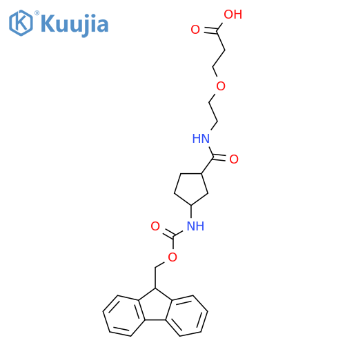 3-(2-{3-({(9H-fluoren-9-yl)methoxycarbonyl}amino)cyclopentylformamido}ethoxy)propanoic acid structure