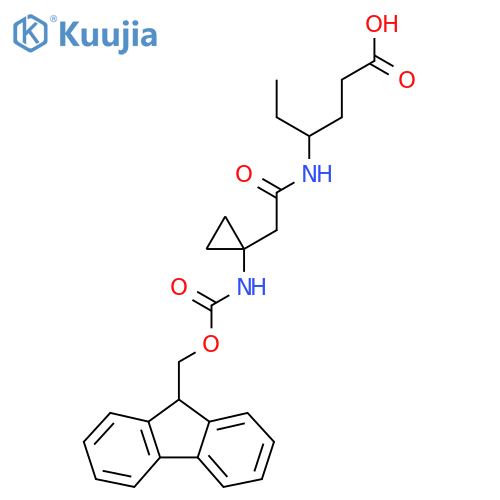 4-{2-1-({(9H-fluoren-9-yl)methoxycarbonyl}amino)cyclopropylacetamido}hexanoic acid structure