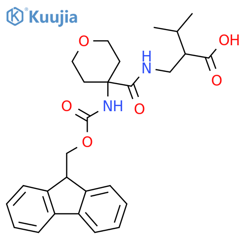 2-({4-({(9H-fluoren-9-yl)methoxycarbonyl}amino)oxan-4-ylformamido}methyl)-3-methylbutanoic acid structure