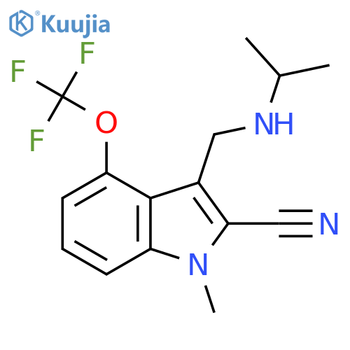 1-methyl-3-{[(propan-2-yl)amino]methyl}-4-(trifluoromethoxy)-1H-indole-2-carbonitrile structure