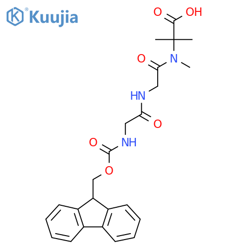 2-{2-2-({(9H-fluoren-9-yl)methoxycarbonyl}amino)acetamido-N-methylacetamido}-2-methylpropanoic acid structure