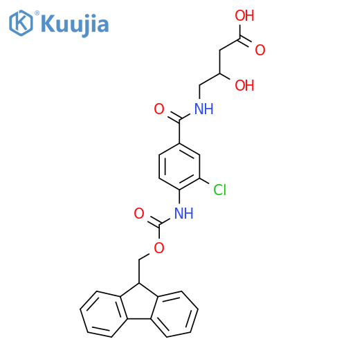 4-{3-chloro-4-({(9H-fluoren-9-yl)methoxycarbonyl}amino)phenylformamido}-3-hydroxybutanoic acid structure