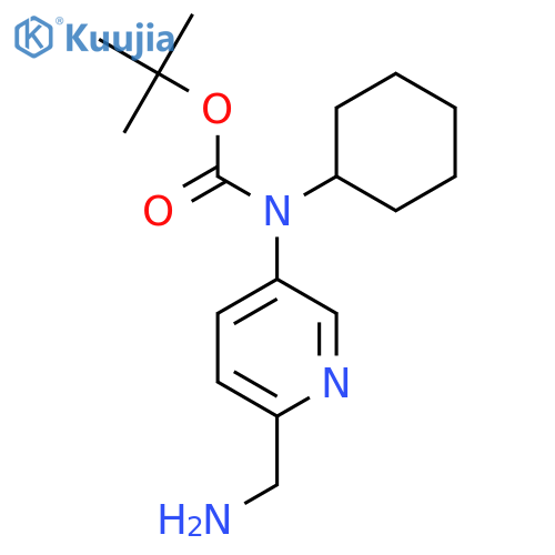 tert-butyl N-6-(aminomethyl)pyridin-3-yl-N-cyclohexylcarbamate structure