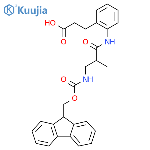 3-{2-3-({(9H-fluoren-9-yl)methoxycarbonyl}amino)-2-methylpropanamidophenyl}propanoic acid structure