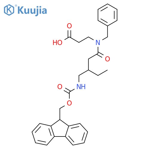 3-{N-benzyl-3-({(9H-fluoren-9-yl)methoxycarbonyl}amino)methylpentanamido}propanoic acid structure