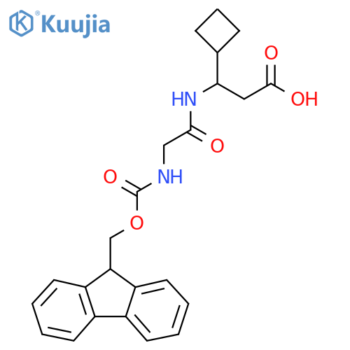3-cyclobutyl-3-2-({(9H-fluoren-9-yl)methoxycarbonyl}amino)acetamidopropanoic acid structure