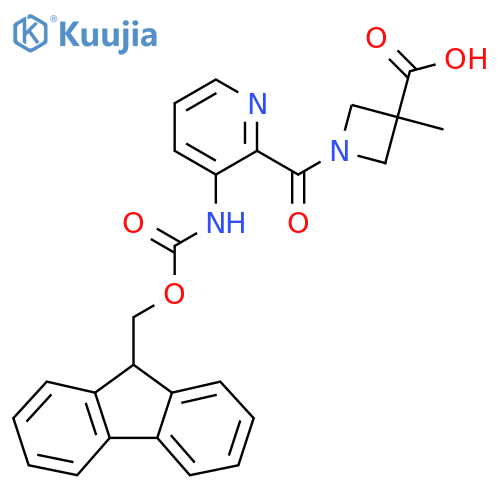 1-3-({(9H-fluoren-9-yl)methoxycarbonyl}amino)pyridine-2-carbonyl-3-methylazetidine-3-carboxylic acid structure