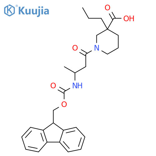 1-3-({(9H-fluoren-9-yl)methoxycarbonyl}amino)butanoyl-3-propylpiperidine-3-carboxylic acid structure
