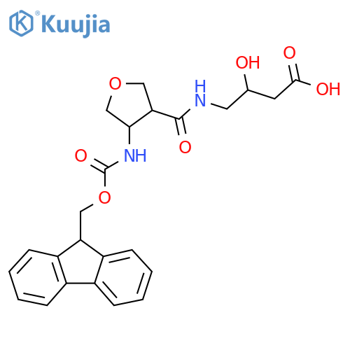 4-{4-({(9H-fluoren-9-yl)methoxycarbonyl}amino)oxolan-3-ylformamido}-3-hydroxybutanoic acid structure