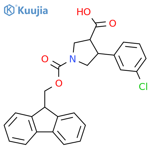 4-(3-chlorophenyl)-1-{(9H-fluoren-9-yl)methoxycarbonyl}pyrrolidine-3-carboxylic acid structure
