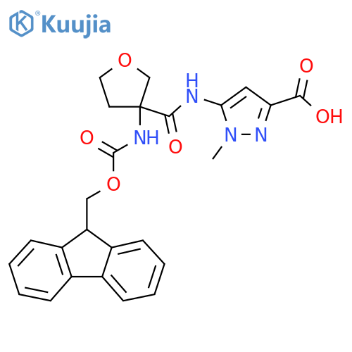 5-3-({(9H-fluoren-9-yl)methoxycarbonyl}amino)oxolane-3-amido-1-methyl-1H-pyrazole-3-carboxylic acid structure