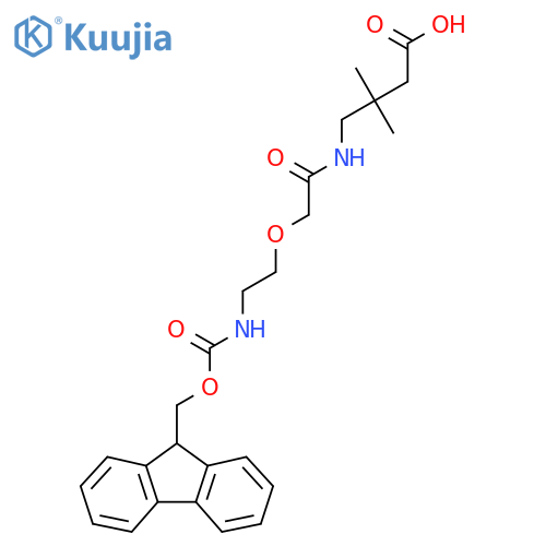 4-{2-2-({(9H-fluoren-9-yl)methoxycarbonyl}amino)ethoxyacetamido}-3,3-dimethylbutanoic acid structure