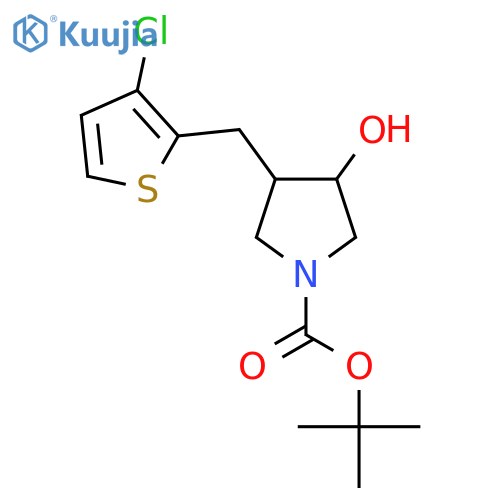 tert-butyl 3-(3-chlorothiophen-2-yl)methyl-4-hydroxypyrrolidine-1-carboxylate structure