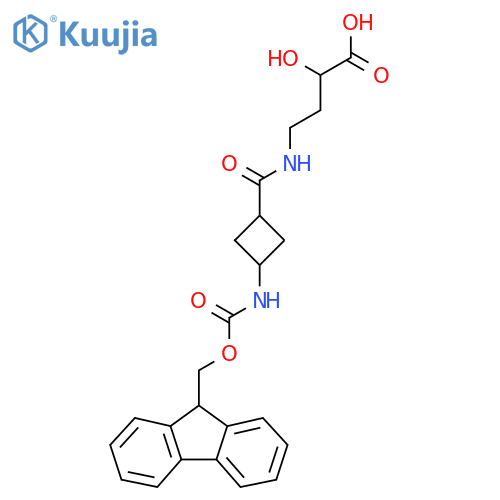 4-{3-({(9H-fluoren-9-yl)methoxycarbonyl}amino)cyclobutylformamido}-2-hydroxybutanoic acid structure