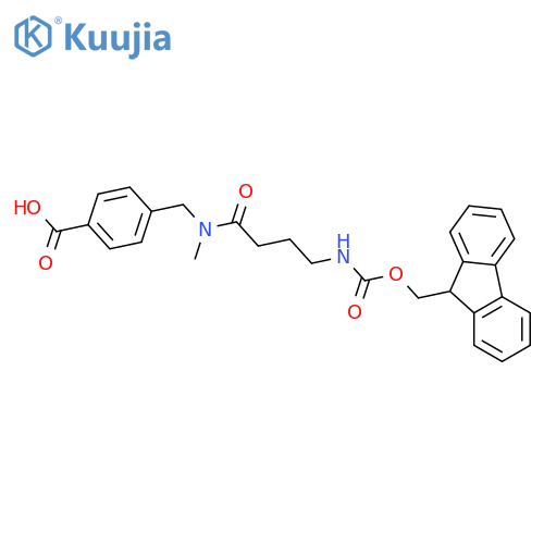 4-{4-({(9H-fluoren-9-yl)methoxycarbonyl}amino)-N-methylbutanamidomethyl}benzoic acid structure