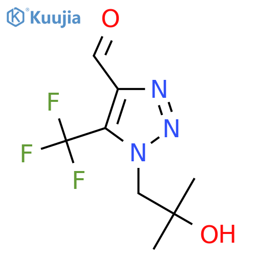 1-(2-hydroxy-2-methylpropyl)-5-(trifluoromethyl)-1H-1,2,3-triazole-4-carbaldehyde structure