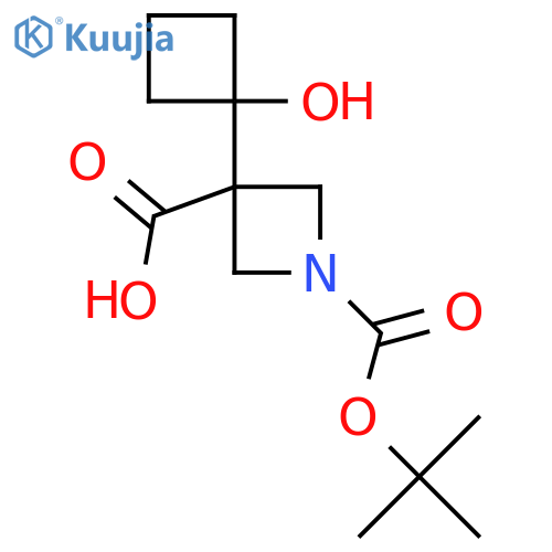 1-(tert-butoxy)carbonyl-3-(1-hydroxycyclobutyl)azetidine-3-carboxylic acid structure