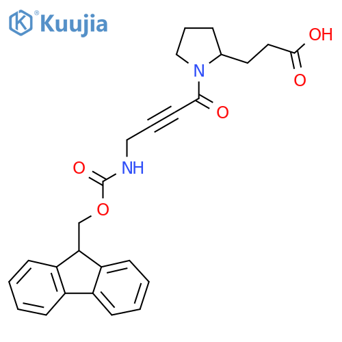 3-{1-4-({(9H-fluoren-9-yl)methoxycarbonyl}amino)but-2-ynoylpyrrolidin-2-yl}propanoic acid structure
