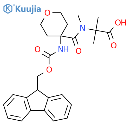 2-{1-4-({(9H-fluoren-9-yl)methoxycarbonyl}amino)oxan-4-yl-N-methylformamido}-2-methylpropanoic acid structure