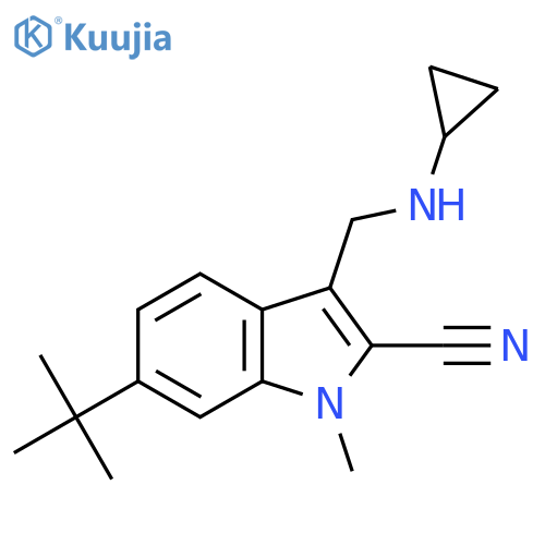 6-tert-butyl-3-[(cyclopropylamino)methyl]-1-methyl-1H-indole-2-carbonitrile structure