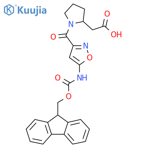 2-{1-5-({(9H-fluoren-9-yl)methoxycarbonyl}amino)-1,2-oxazole-3-carbonylpyrrolidin-2-yl}acetic acid structure
