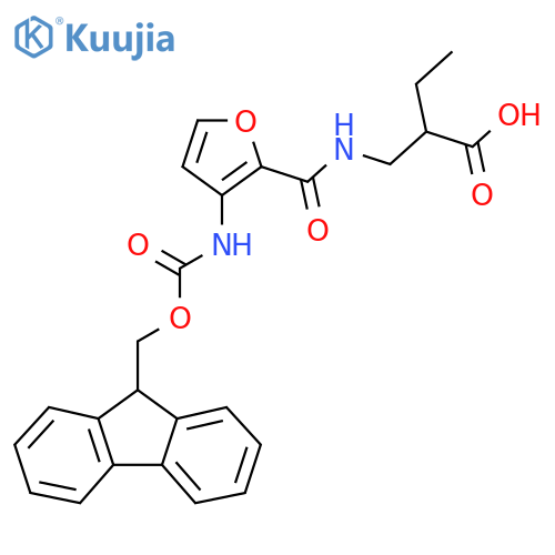 2-({3-({(9H-fluoren-9-yl)methoxycarbonyl}amino)furan-2-ylformamido}methyl)butanoic acid structure