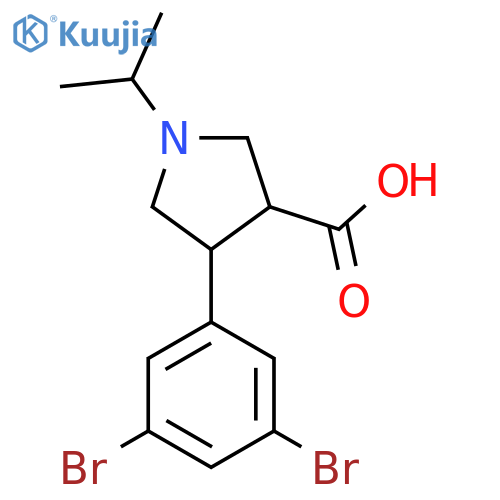 4-(3,5-dibromophenyl)-1-(propan-2-yl)pyrrolidine-3-carboxylic acid structure