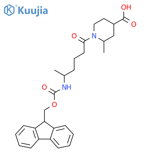 1-5-({(9H-fluoren-9-yl)methoxycarbonyl}amino)hexanoyl-2-methylpiperidine-4-carboxylic acid structure