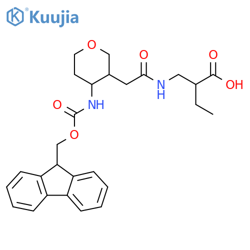 2-({2-4-({(9H-fluoren-9-yl)methoxycarbonyl}amino)oxan-3-ylacetamido}methyl)butanoic acid structure