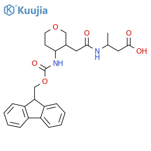 3-{2-4-({(9H-fluoren-9-yl)methoxycarbonyl}amino)oxan-3-ylacetamido}butanoic acid structure