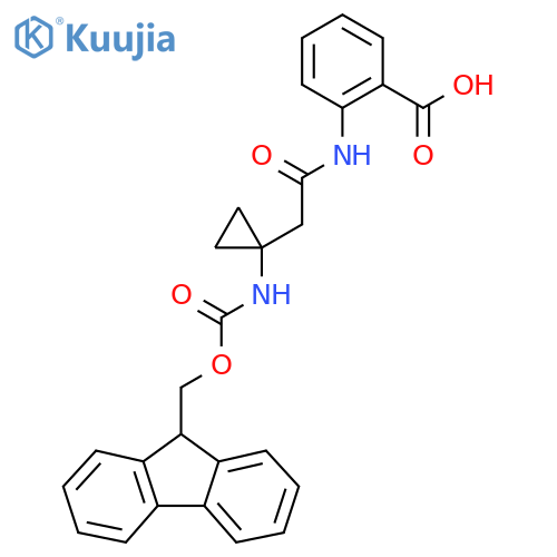 2-{2-1-({(9H-fluoren-9-yl)methoxycarbonyl}amino)cyclopropylacetamido}benzoic acid structure