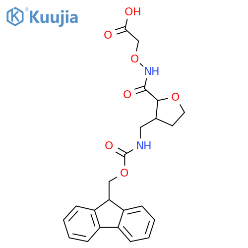 2-({3-({(9H-fluoren-9-yl)methoxycarbonyl}amino)methyloxolan-2-yl}formamido)oxyacetic acid structure