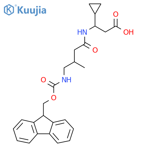 3-cyclopropyl-3-4-({(9H-fluoren-9-yl)methoxycarbonyl}amino)-3-methylbutanamidopropanoic acid structure