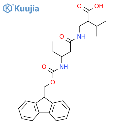 2-{3-({(9H-fluoren-9-yl)methoxycarbonyl}amino)pentanamidomethyl}-3-methylbutanoic acid structure