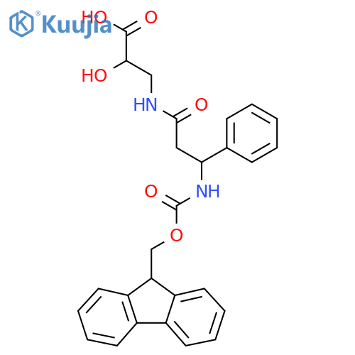 3-3-({(9H-fluoren-9-yl)methoxycarbonyl}amino)-3-phenylpropanamido-2-hydroxypropanoic acid structure