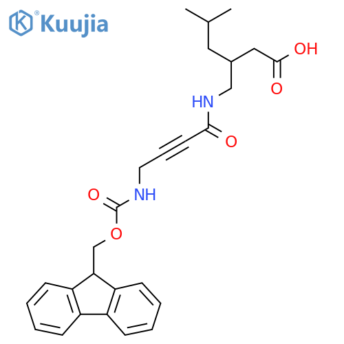 3-{4-({(9H-fluoren-9-yl)methoxycarbonyl}amino)but-2-ynamidomethyl}-5-methylhexanoic acid structure