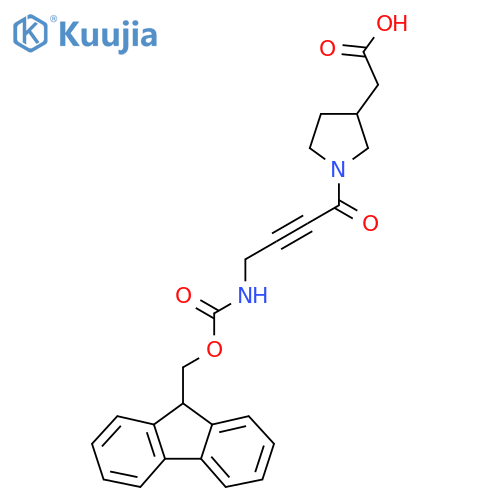 2-{1-4-({(9H-fluoren-9-yl)methoxycarbonyl}amino)but-2-ynoylpyrrolidin-3-yl}acetic acid structure