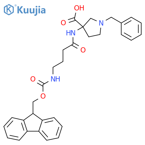 1-benzyl-3-4-({(9H-fluoren-9-yl)methoxycarbonyl}amino)butanamidopyrrolidine-3-carboxylic acid structure