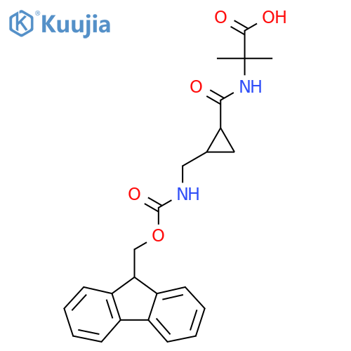 2-({2-({(9H-fluoren-9-yl)methoxycarbonyl}amino)methylcyclopropyl}formamido)-2-methylpropanoic acid structure